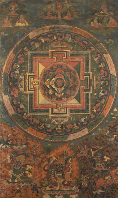 Appraisal: TIBETAN CHANDRA MANDALA THANKA TH TH CENTURY distemper on cloth