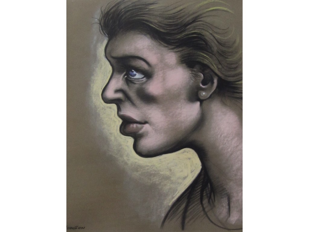 Appraisal: PETER HOWSON OBE b FEMALE PORTRAIT PROFILE HEAD Pastel signed