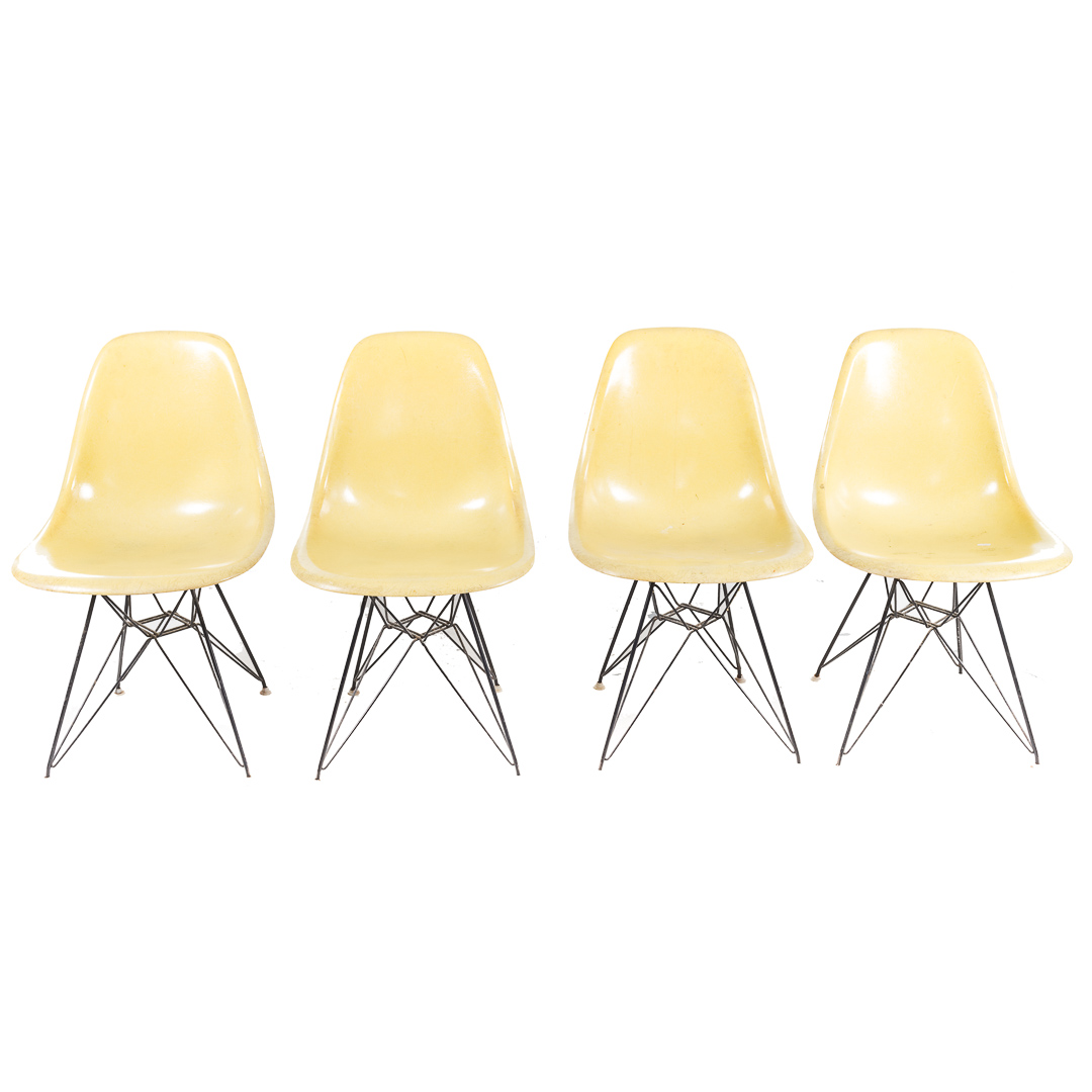 Appraisal: Four mid-century molded fiberglass Eiffel chairs Charles and Ray Eames