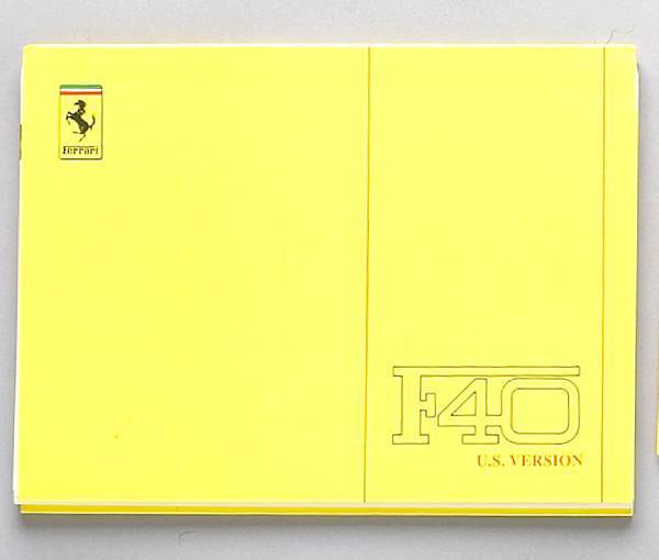 Appraisal: A Ferrari F owner's manual US Version yellow cover with