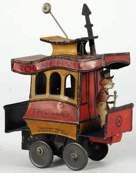 Appraisal: Tin Litho Toonerville Trolley Wind-Up Toy German Marked Copyright Fontaine