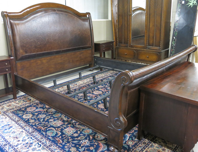 Appraisal: KING SLEIGH BED WITH RAILS T S Berry Furniture Co