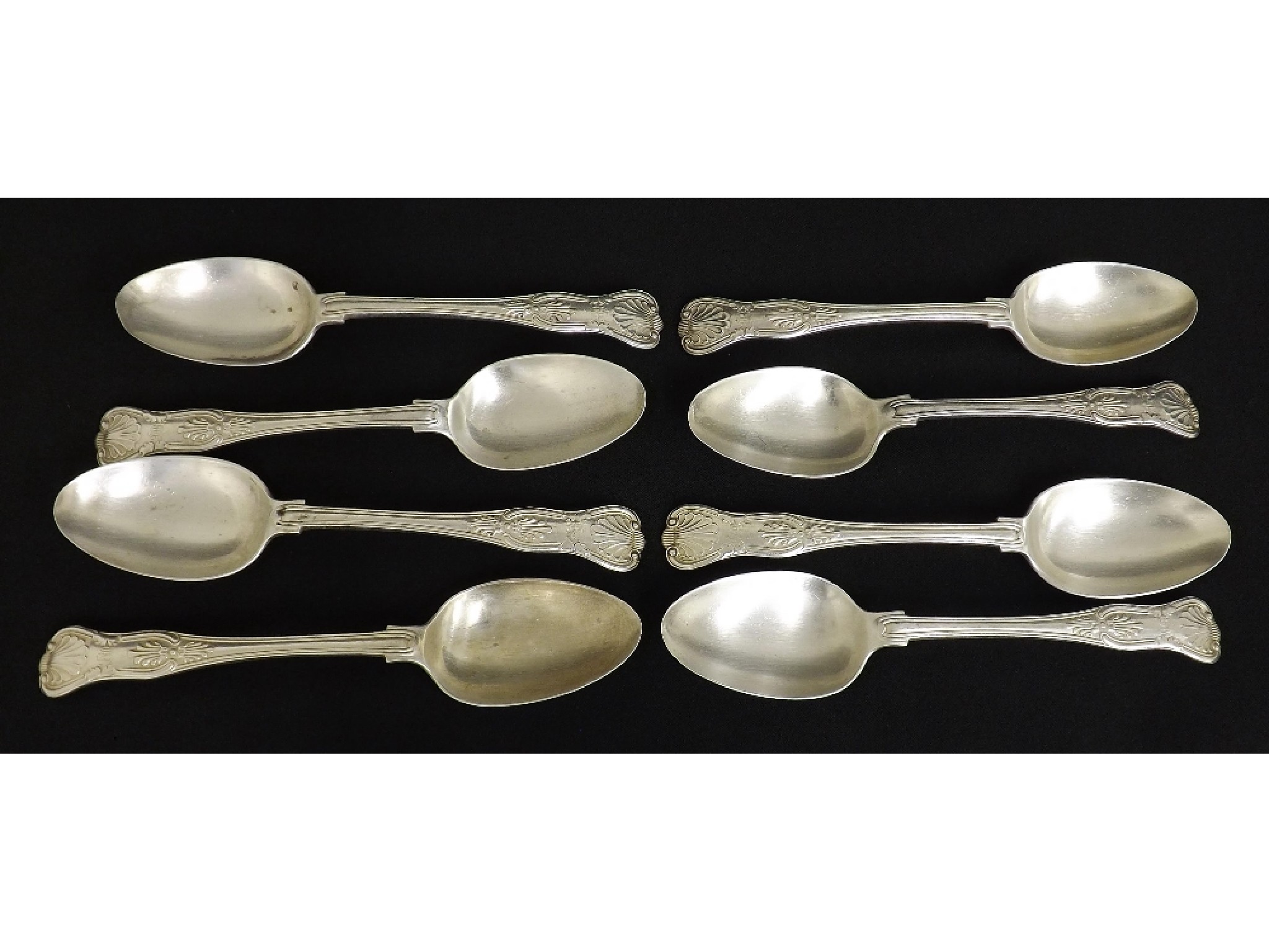 Appraisal: Set of eight Walker Hall silver Kings pattern dessert spoons