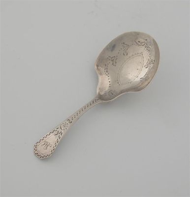 Appraisal: A George III coffin-end caddy spoon with engraved decoration and