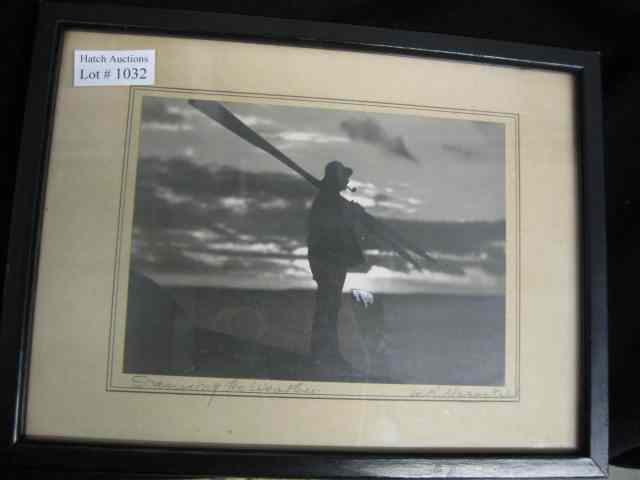 Appraisal: Wallace R MacAskill Print ''Scanning theWeather'' fisherman with oars image