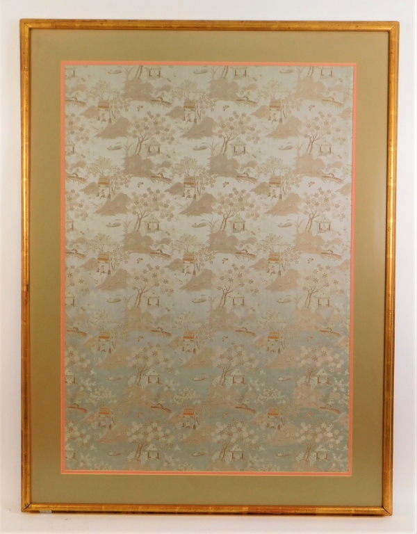 Appraisal: JAPANESE EMBROIDERED SILK TEXTILE PANEL Japan Edo PeriodPink peach and