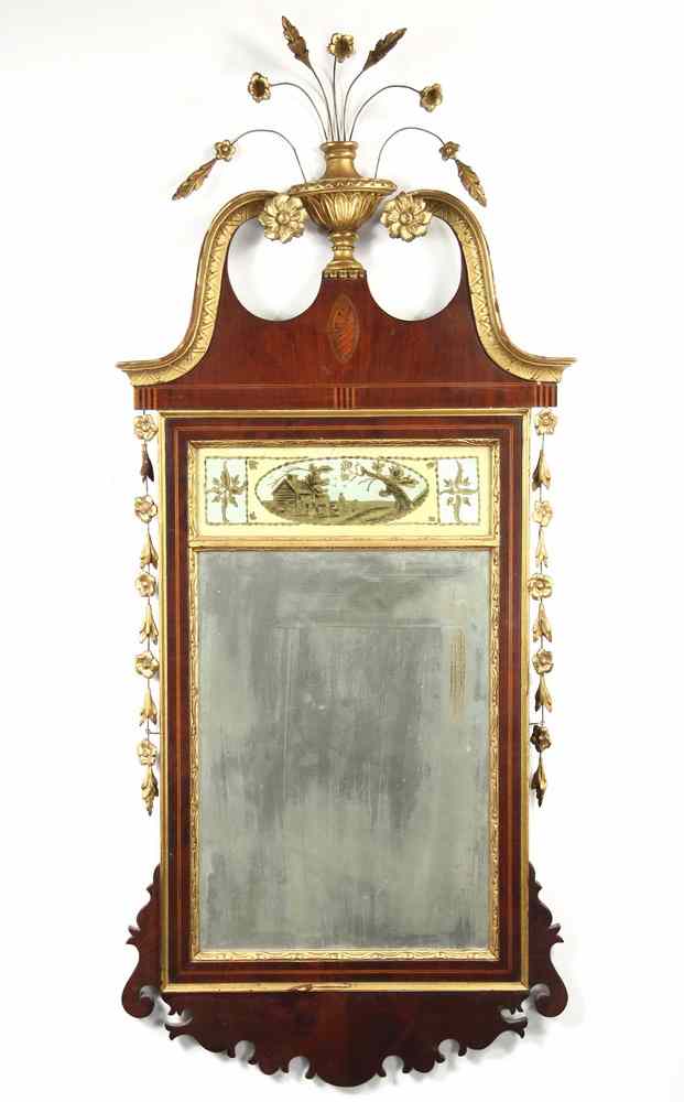 Appraisal: MIRROR - Important Chippendale Period mirror with Eglomise panel of