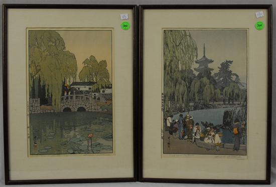 Appraisal: THREE JAPANESE WOOD BLOCK PRINTS by Hiroshi Yoshida including Daibutsu