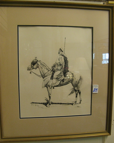 Appraisal: FRANK BOWERS PEN INK DRAWING American th th century A