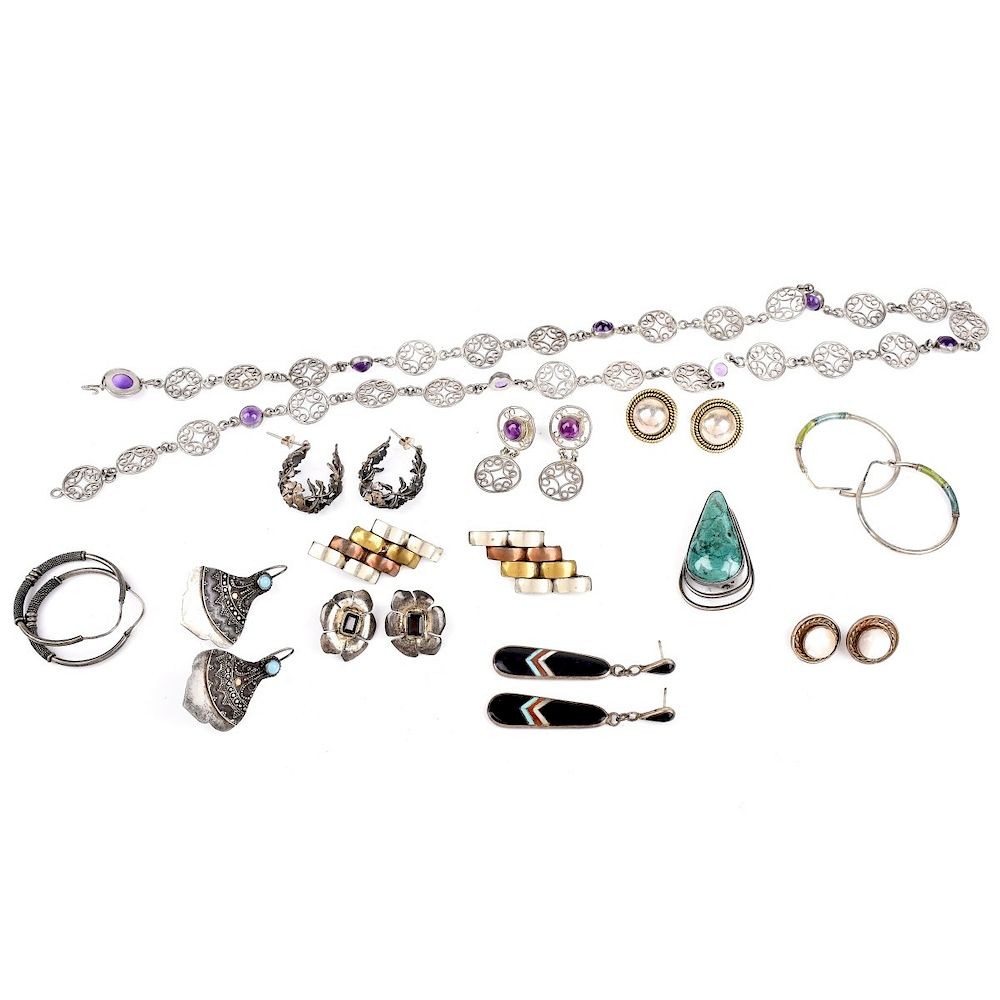 Appraisal: Vintage Silver Jewelry Collection of Vintage Silver Jewelry Including ten