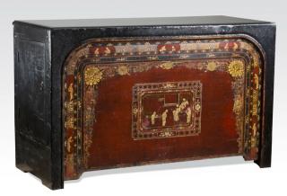 Appraisal: Chinese carved and paint decorated chest w Chinese carved and