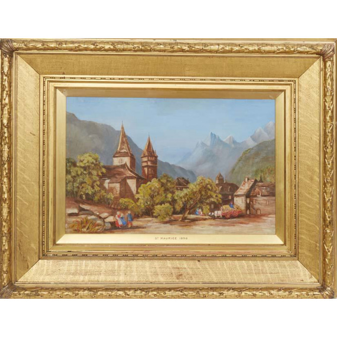 Appraisal: British School View of St Maurice oil on board unsigned