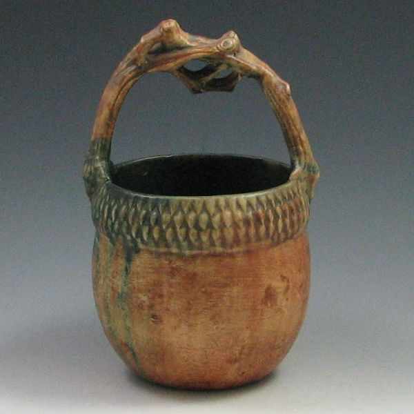 Appraisal: Weller Woodcraft Acorn Basket unmarked small chip on the rim