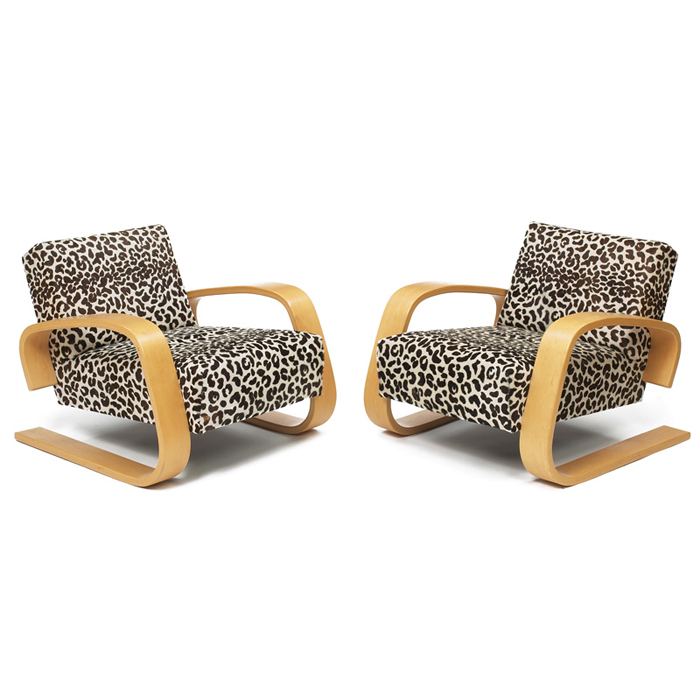 Appraisal: Alvar Aalto C chairs pair c molded birch frames with