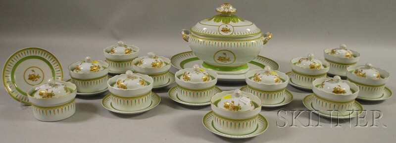 Appraisal: Porcelain Tureen with Matching Covered Soup Plates and Underplates in