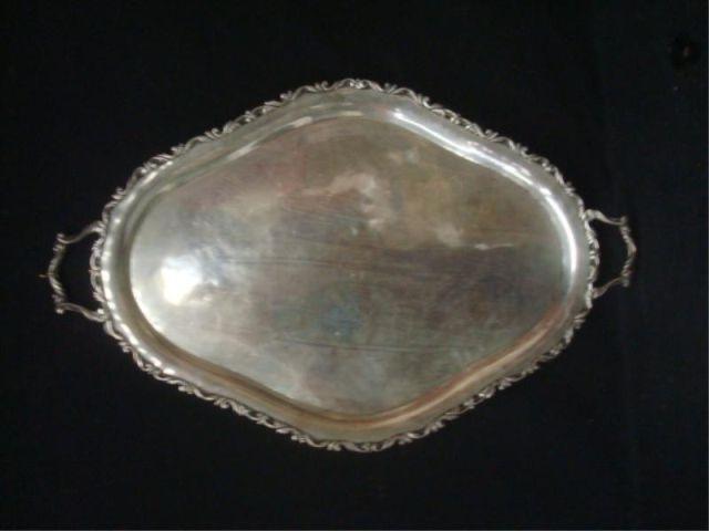 Appraisal: Sterling Mexican Sterling Handled Tray Approximately troy ounces From a