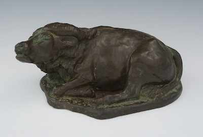 Appraisal: A Figurine of a Recumbent Water Buffalo Unmarked composition figurine