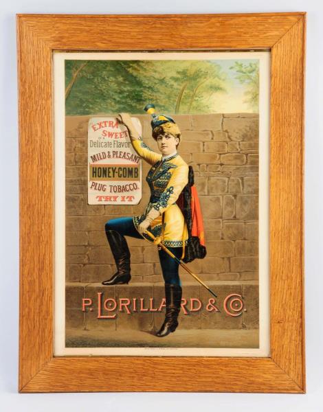 Appraisal: Lorillard Tobacco Paper Sign Framed This Lorillard sign is in