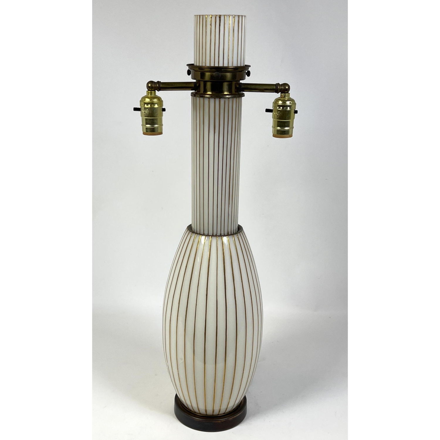 Appraisal: Modern White Glass Table Lamp Glass Elements with Gold Painted