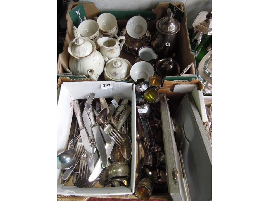 Appraisal: A quantity of plated and white metal wares including flatware