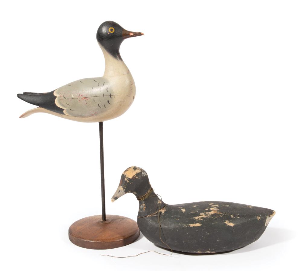 Appraisal: Two Louisiana Carved Wood Decoys incl a coot c attributed