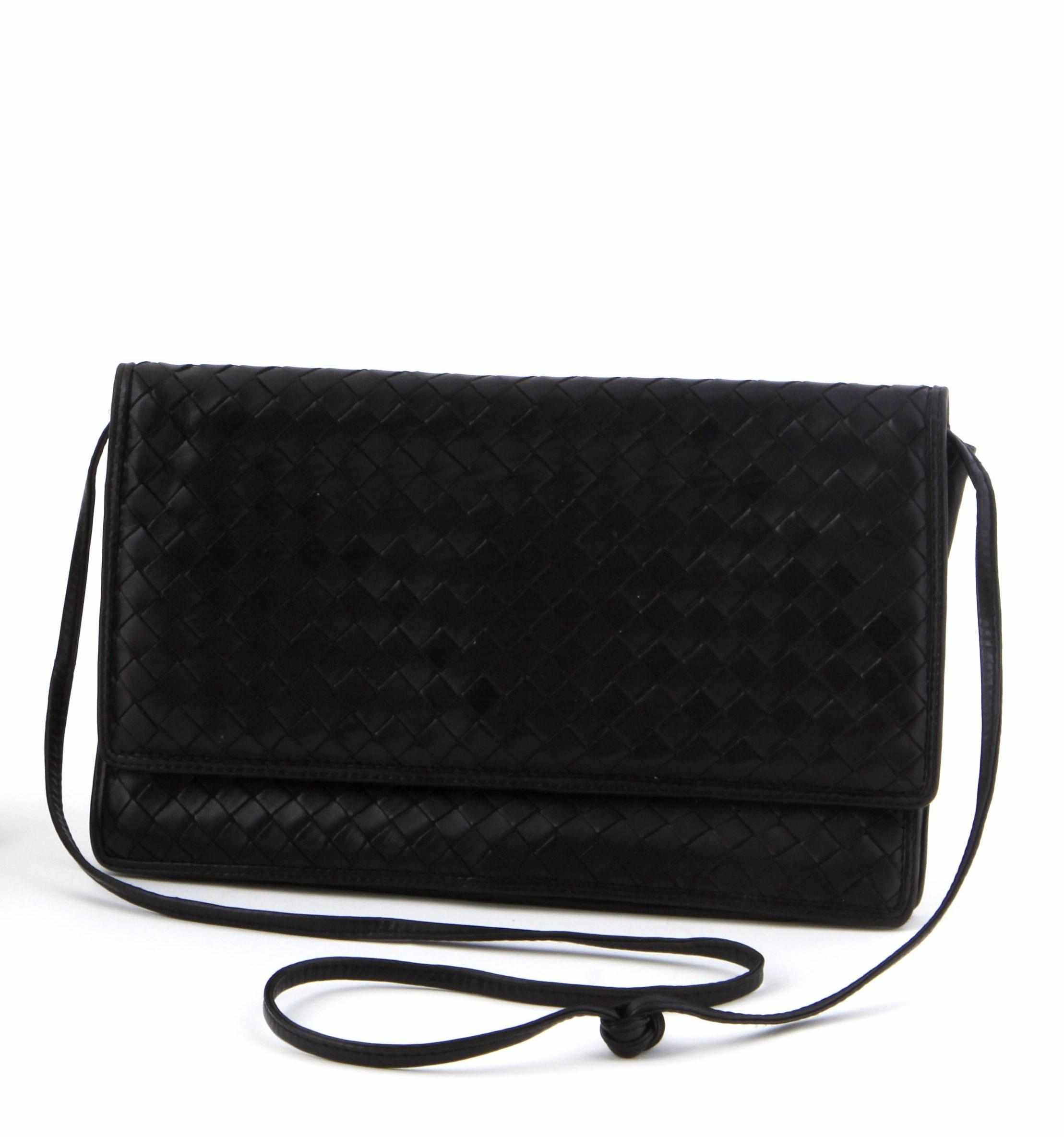 Appraisal: A Bottega Veneta black woven leather handbag height of largest