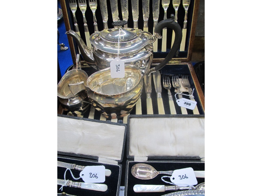 Appraisal: Tray lot of EP - fish cutlery set EP tea