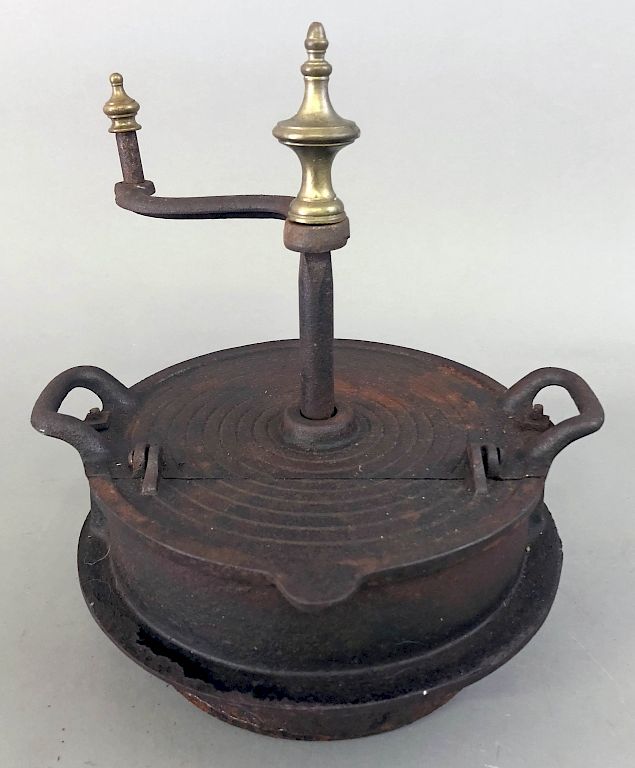 Appraisal: Unusual English Cast Iron Chestnut Roaster Unusual English cast iron