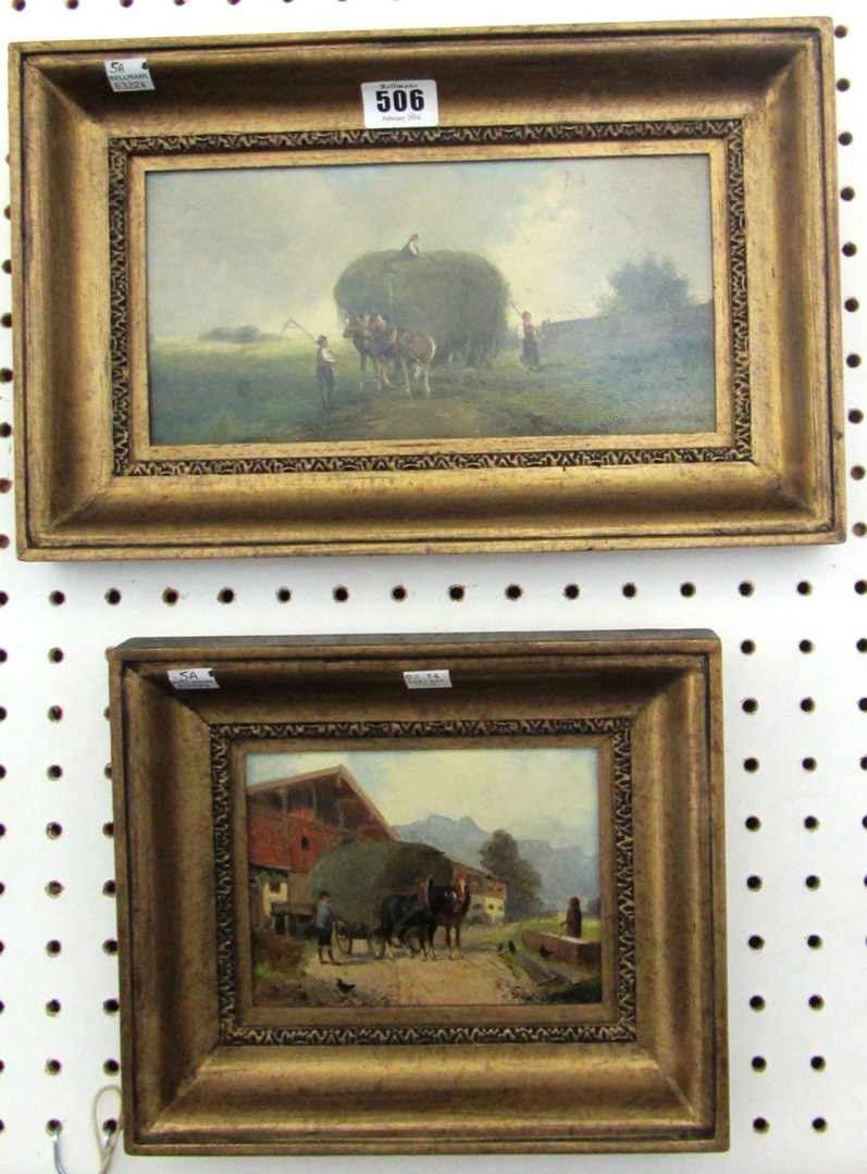 Appraisal: M Storz Lugwigshausen early th century The Hay Cart oil