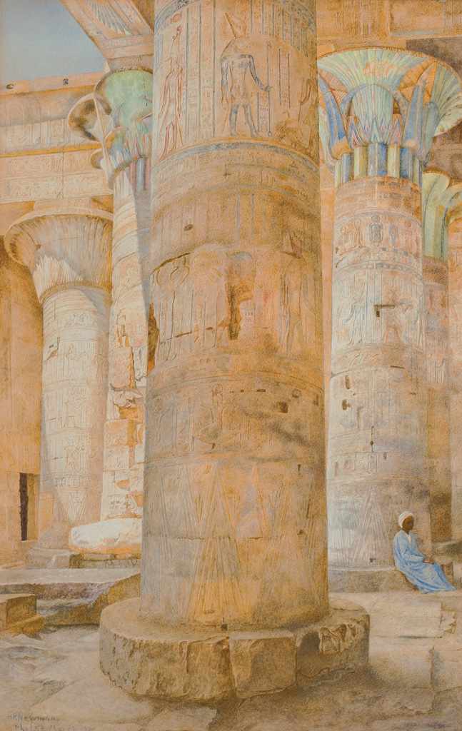 Appraisal: HENRY RODERICK NEWMAN American - ''Temple of Philae'' watercolor signed