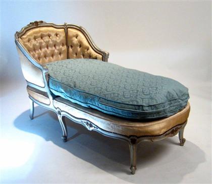 Appraisal: Louis XV style painted and parcel-gilt chaise longue The curved