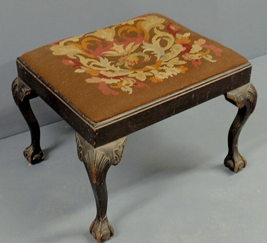 Appraisal: Chippendale style mahogany stool with floral needlepoint seat h top