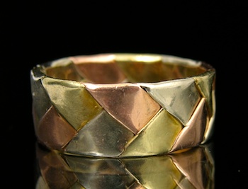 Appraisal: A k Tri-Color Gold Band Stamped k yellow rose and