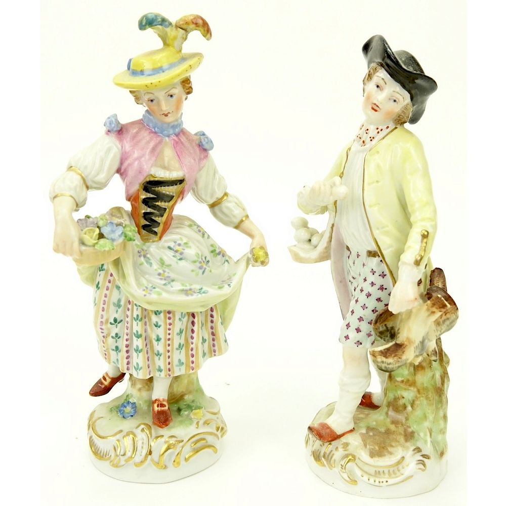 Appraisal: Pair of Dresden Porcelain Figurines Pair of Dresden Porcelain Male