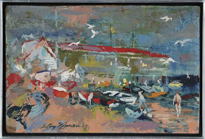 Appraisal: LEROY NEIMAN American - ALONG THE BEACH Small oil on