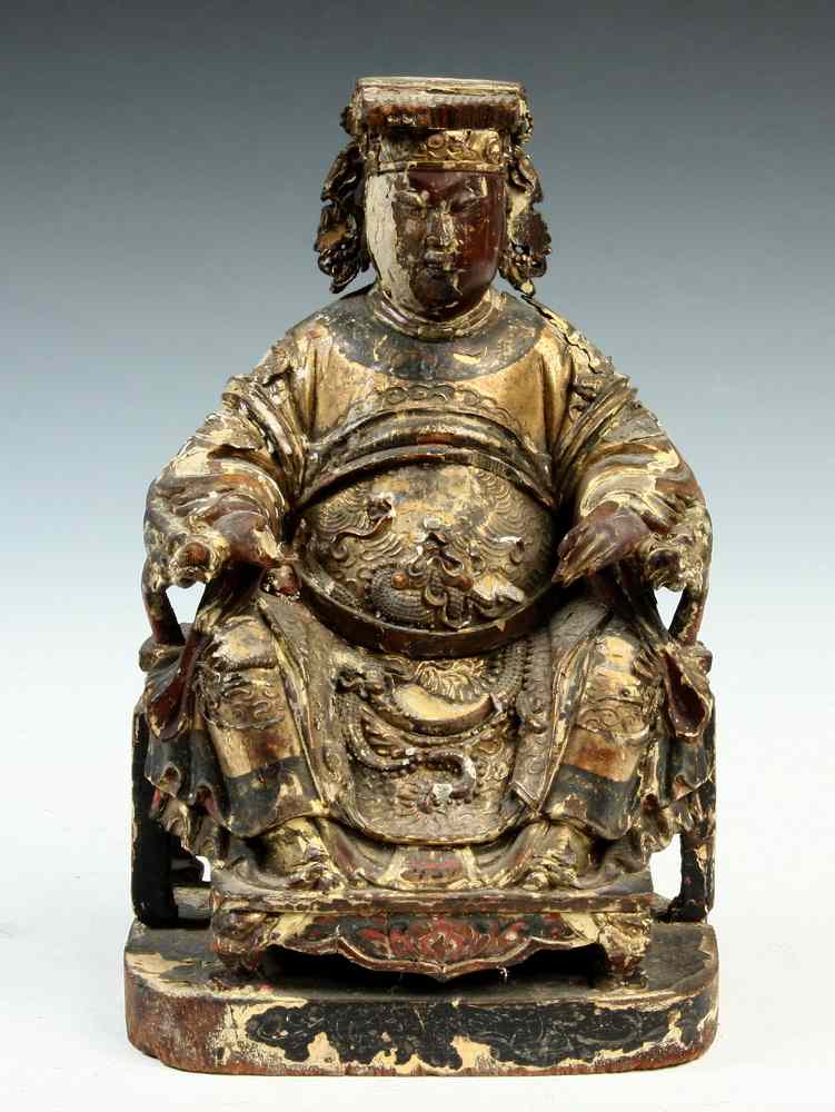 Appraisal: EARLY CHINESE GILT FIGURE - Ming Period Gilt Wooden Portrait