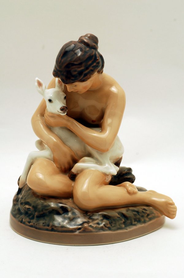 Appraisal: Dahl Teuren figurine of nude with fawn maker's initials to