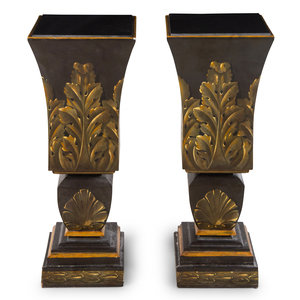 Appraisal: A Pair of Italian Painted Pedestals th Century Height x