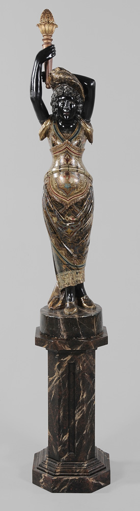 Appraisal: Venetian Style Paint-Decorated Blackamoor Figure th century the female figure