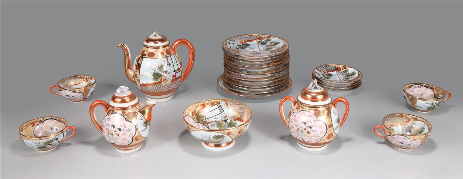 Appraisal: Japanese enameled porcelain tea set including teapot creamer sugar container