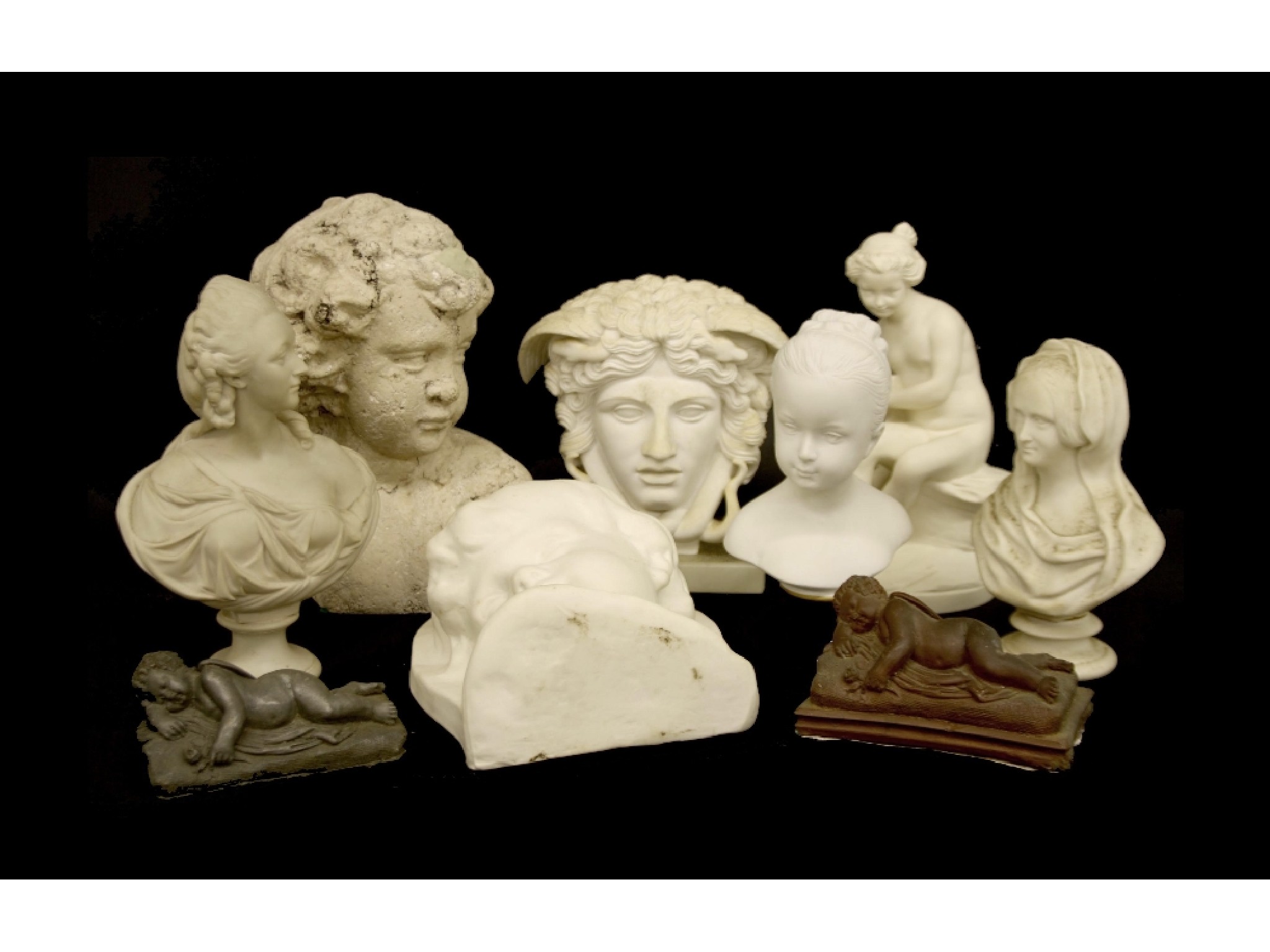 Appraisal: Collection of decorative resin and other sculpture studies to include