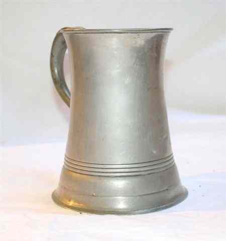 Appraisal: A COLLECTION OF FIVE ANTIQUE PEWTER TANKARDS varying age and