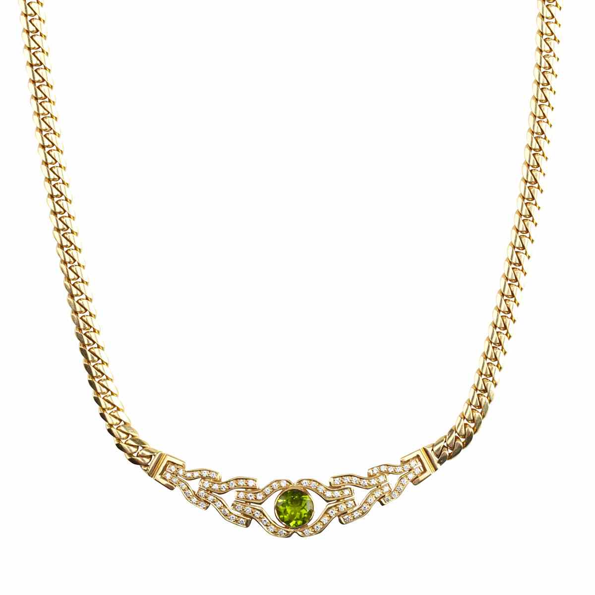 Appraisal: k Yellow Gold Necklace bezel set with a full cut