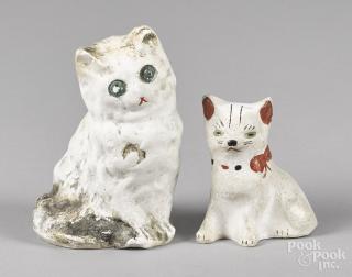 Appraisal: Two Pennsylvania chalkware cats early th c '' h and