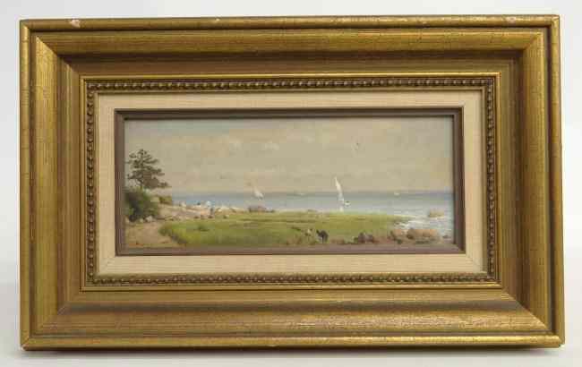 Appraisal: th c oil on panel boats signed ''G T Hobbs''