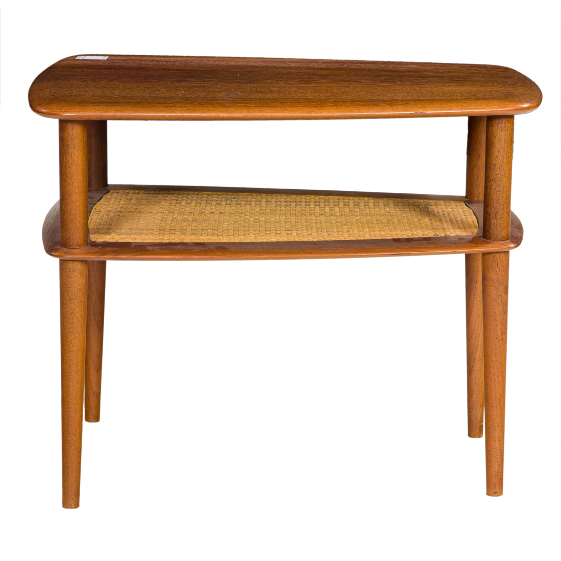 Appraisal: A FRANCE SON DANISH MODERN TEAK TWO-TIER WEDGE SIDE TABLE