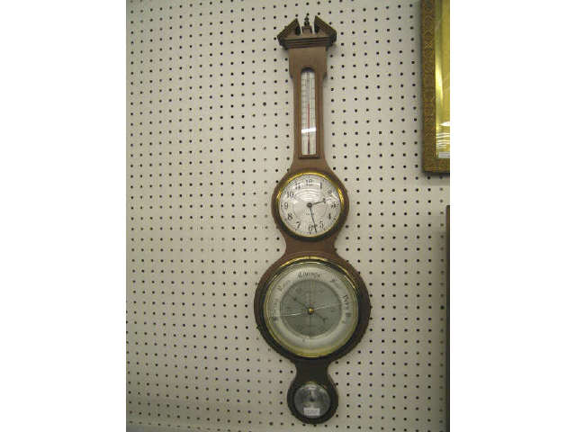 Appraisal: English Barometer with clock thermometer