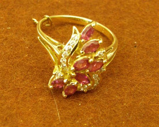 Appraisal: Ruby and diamond hallmarked ct gold cluster ring