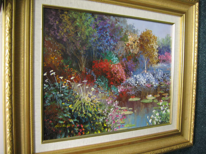 Appraisal: THOMAS DEDECKER AMERICAN b POND FLOWERS oil on canvas signed