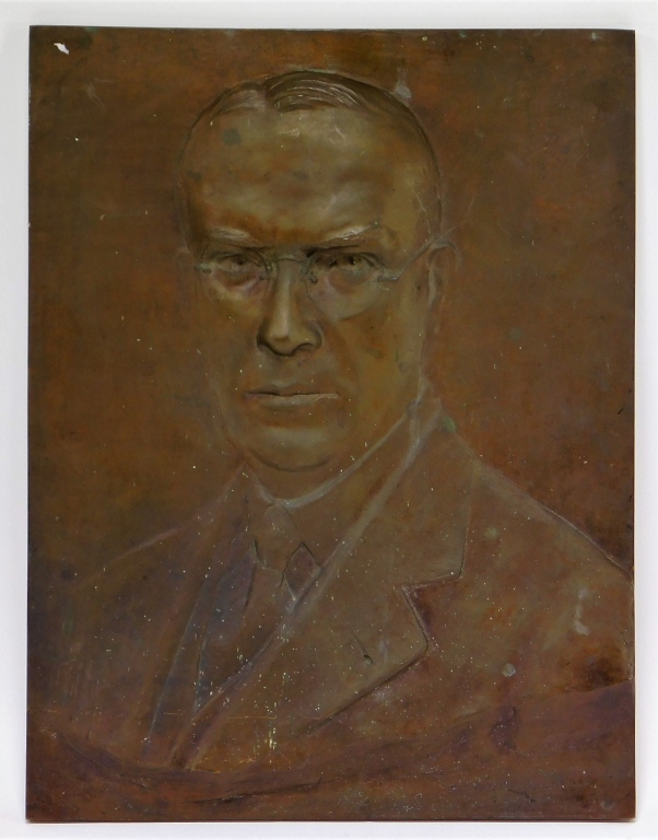 Appraisal: AMERICAN BRONZE RELIEF PORTRAIT PLAQUE OF A MAN United states